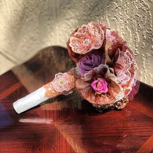 Satin and lace Handmade Wedding Bouquets